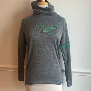 Nike Women's Philadelphia Eagles Long Sleeve Tri-Blend Funnel neck Stripe sleeve